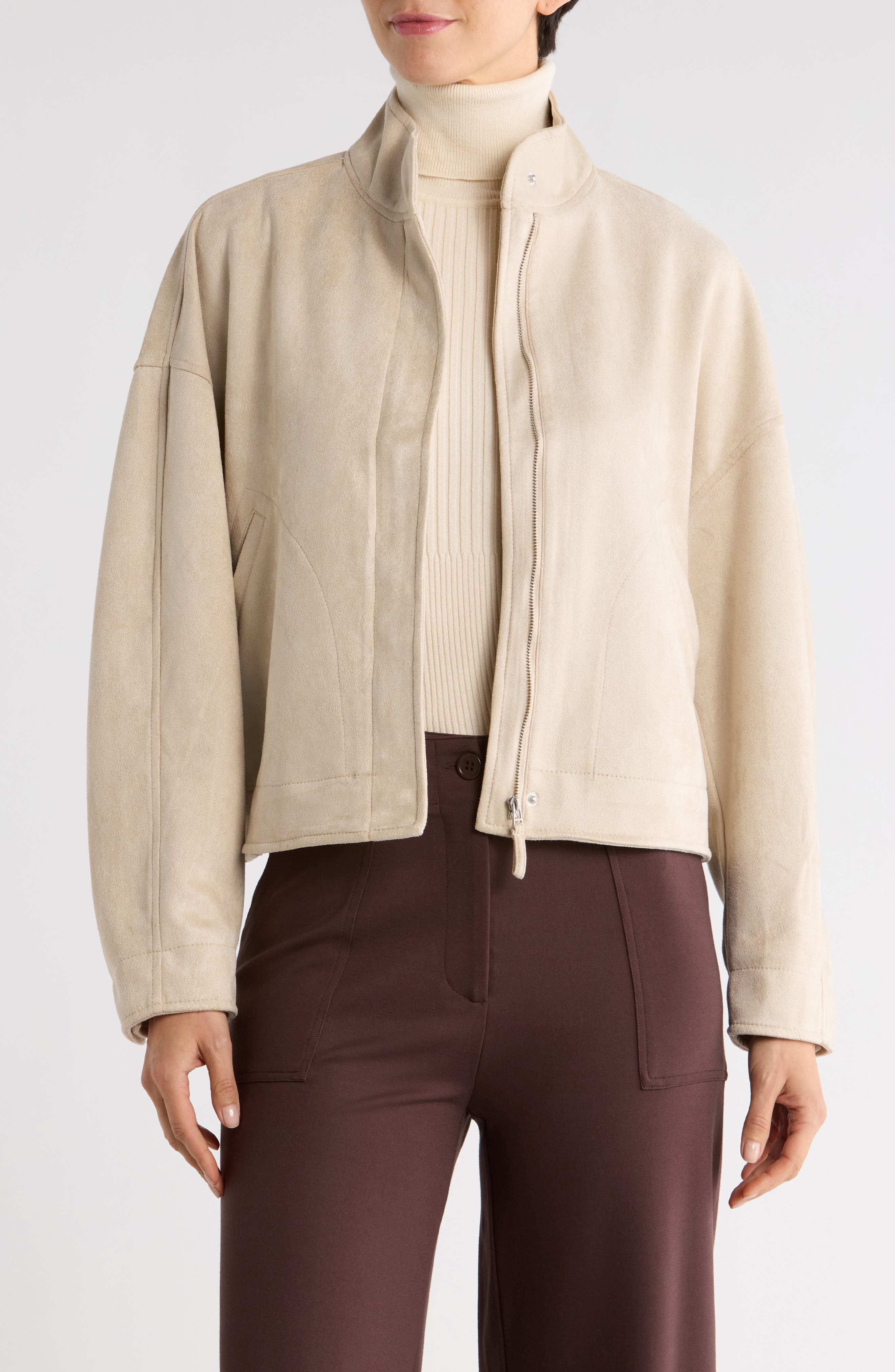 Faux Suede Full Zip Jacket - image 5