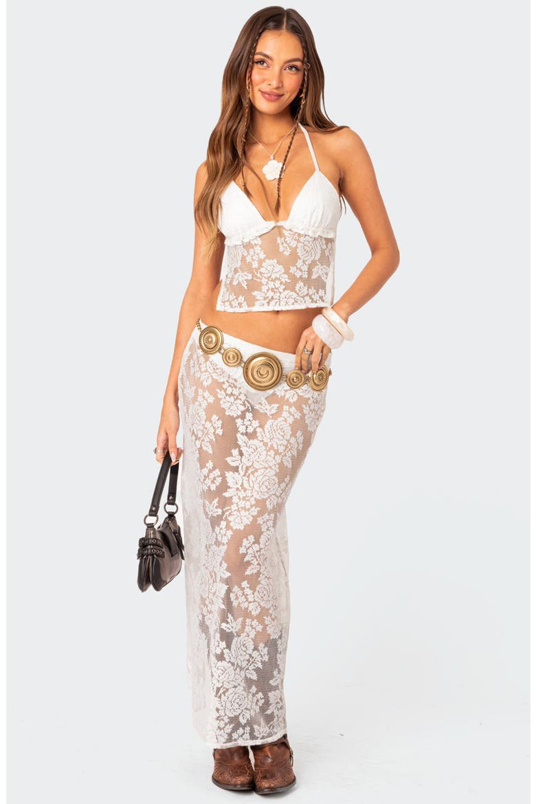 Bess Sheer Lace Cover-Up Maxi Skirt, Alternate, color, WHITE
