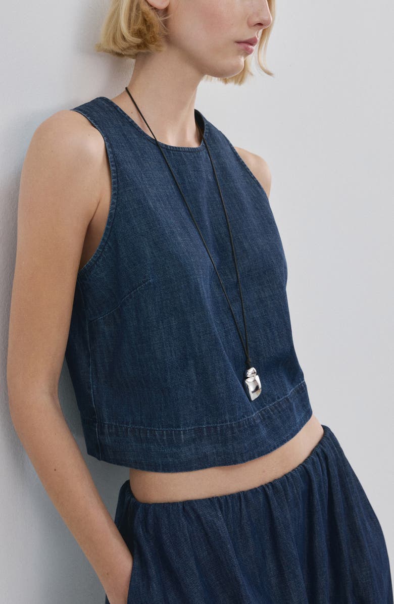 MANGO Denim Midi Skirt, Alternate, color, Open Blue