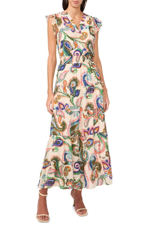Flutter Sleeve Tiered Maxi Dress