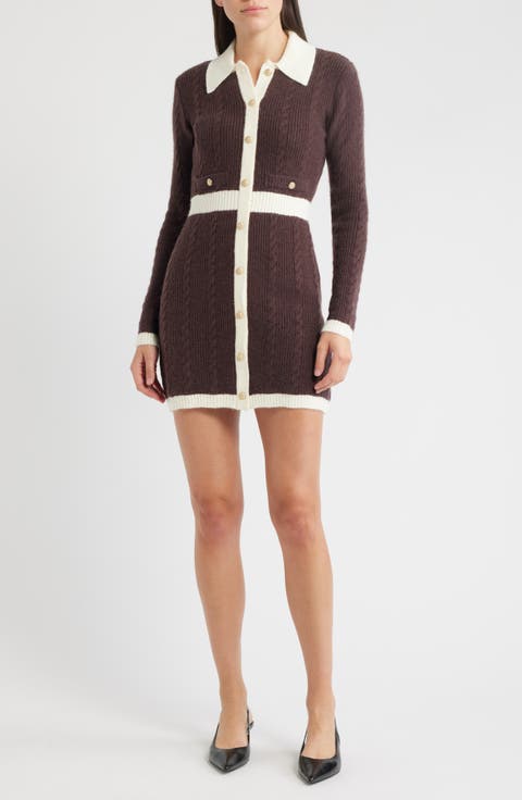 Long Sleeve Cable Stitch Sweater Dress