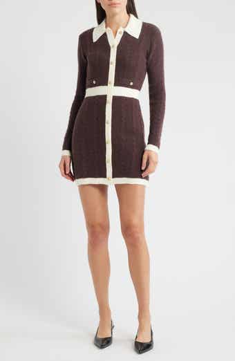 ZOE AND CLAIRE Long Sleeve Cable Stitch Sweater Dress