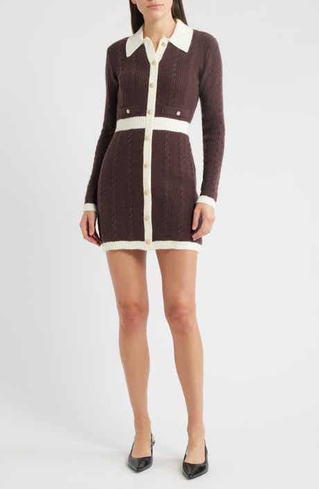 ZOE AND CLAIRE Long Sleeve Cable Stitch Sweater Dress