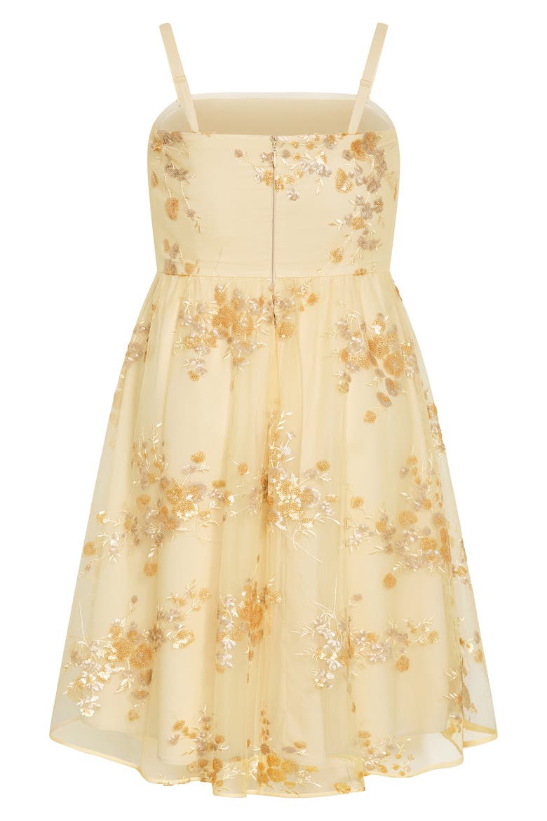 Addison Embroidered Tulle Dress, Alternate, color, LEMON