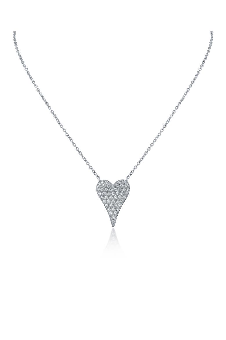 Cubic Zirconia Heart Pendant Necklace, Main, color, CLEAR/ SILVER