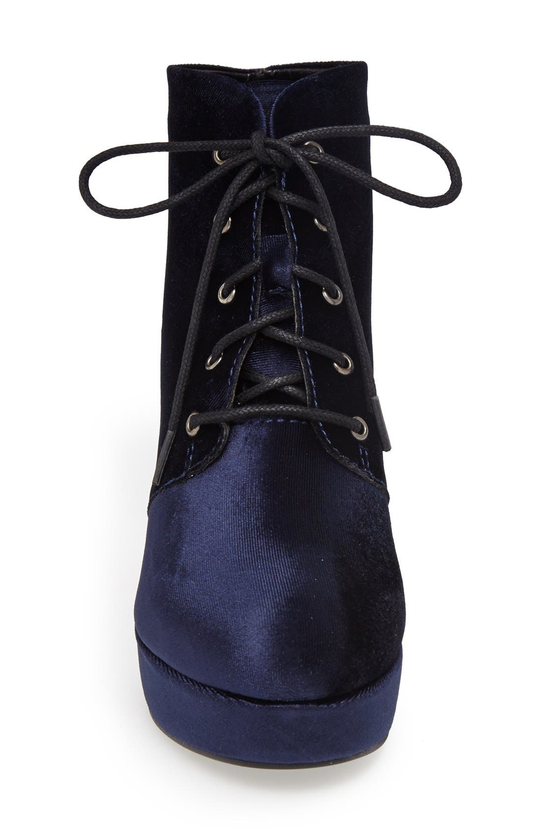 Steve Madden 'Raspy-V' Velvet Bootie, Alternate, color, 