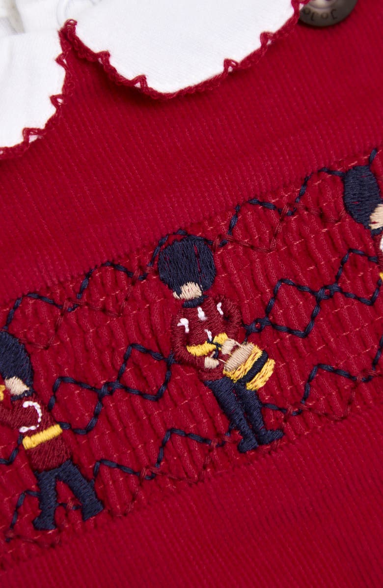 JOJO MAMAN BEBE Smocked Overalls & Bodysuit, Alternate, color, Red