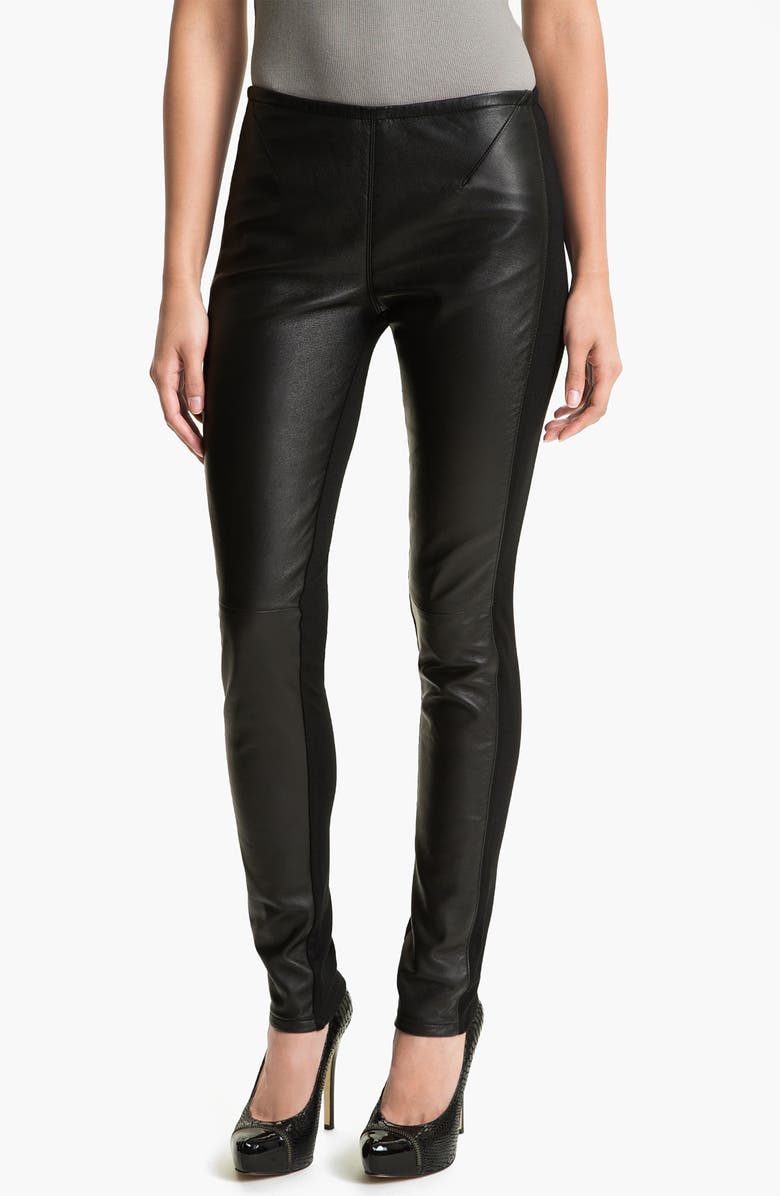 Two by Vince Camuto Faux Leather & Knit Leggings, Main, color, 