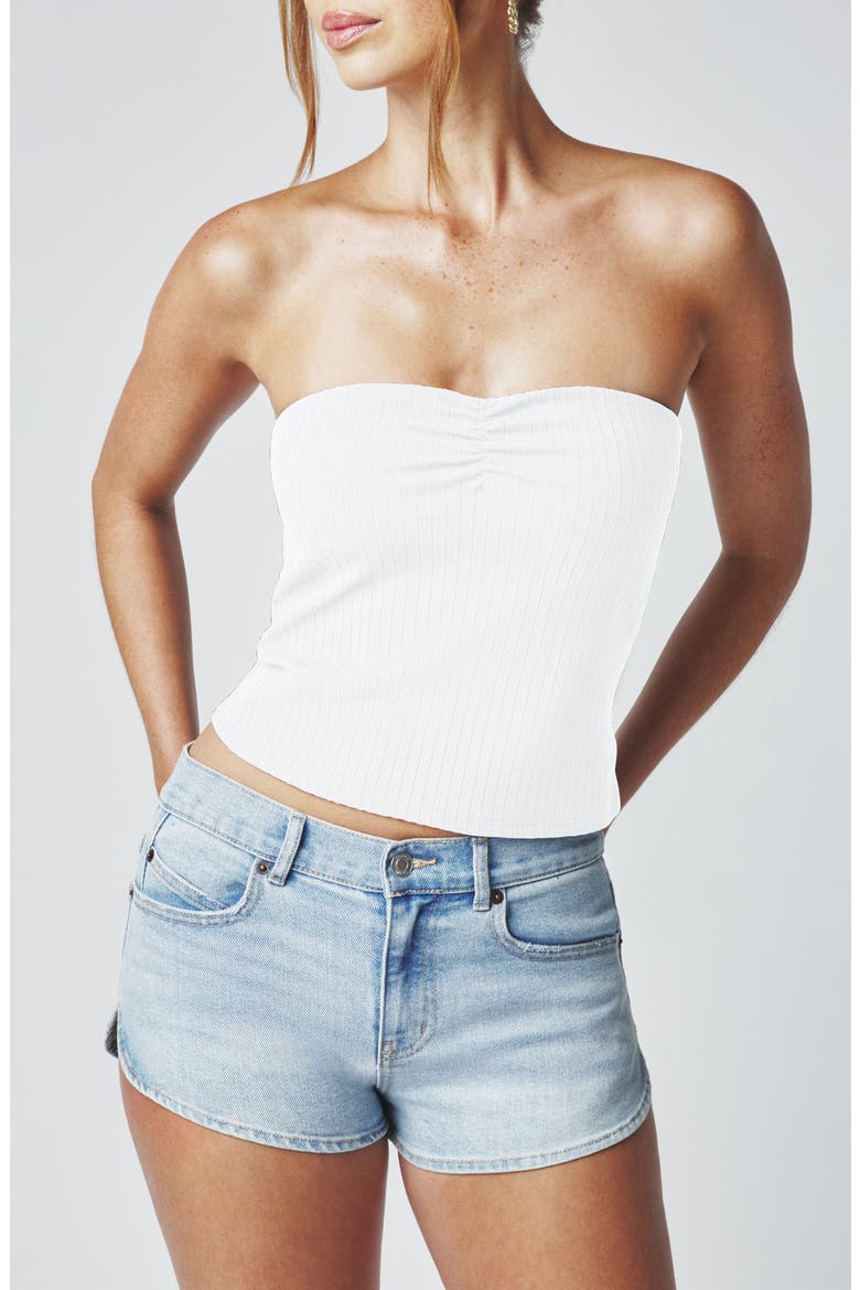 Ruched Tube Top, Main, color, BRIGHT WHITE