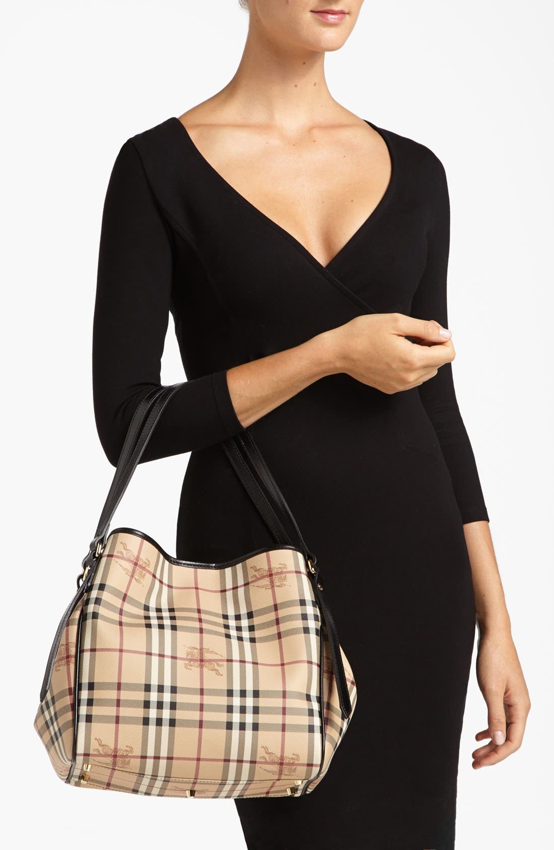 Burberry 'Haymarket Check - Small' Shoulder Tote, Alternate, color, 