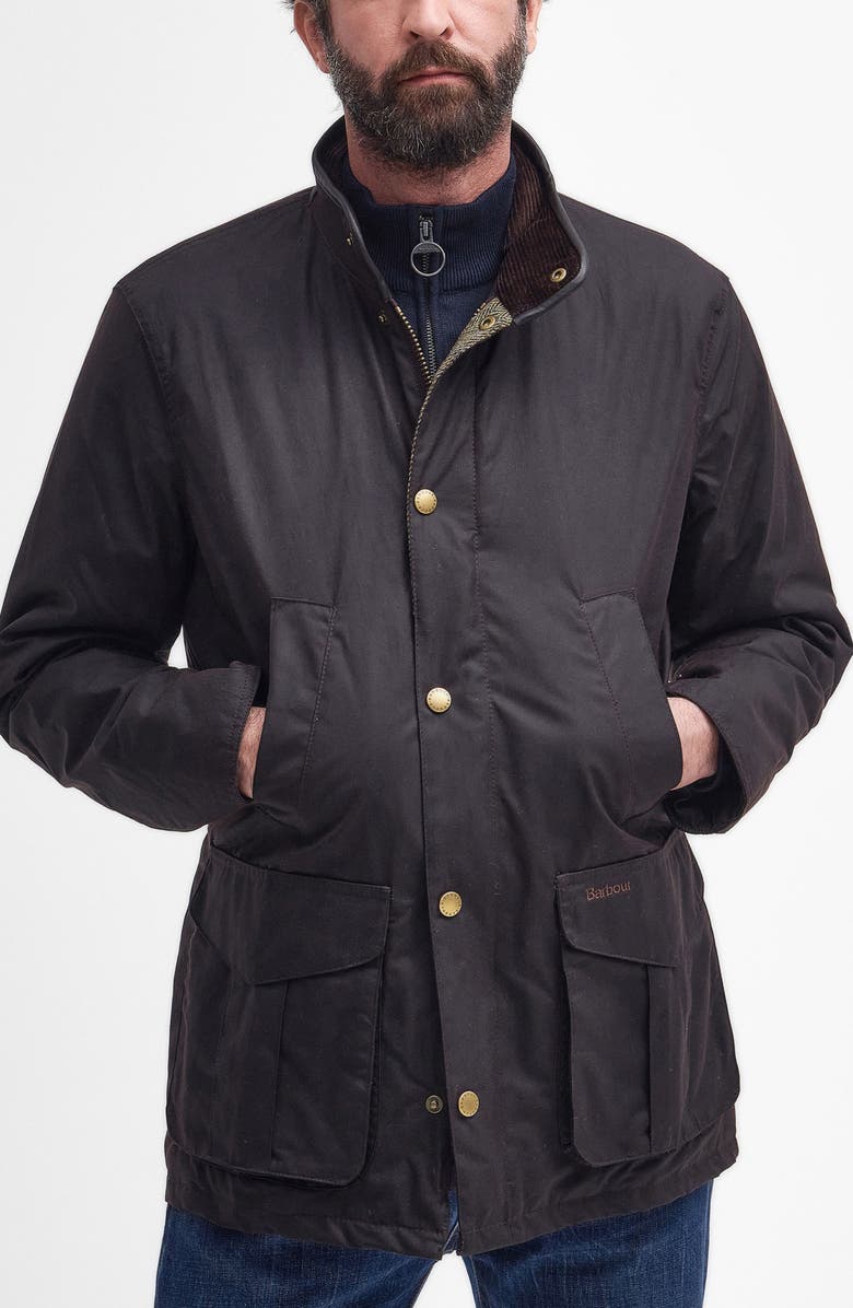 Barbour Hereford Water Resistant Waxed Cotton Jacket, Main, color, 