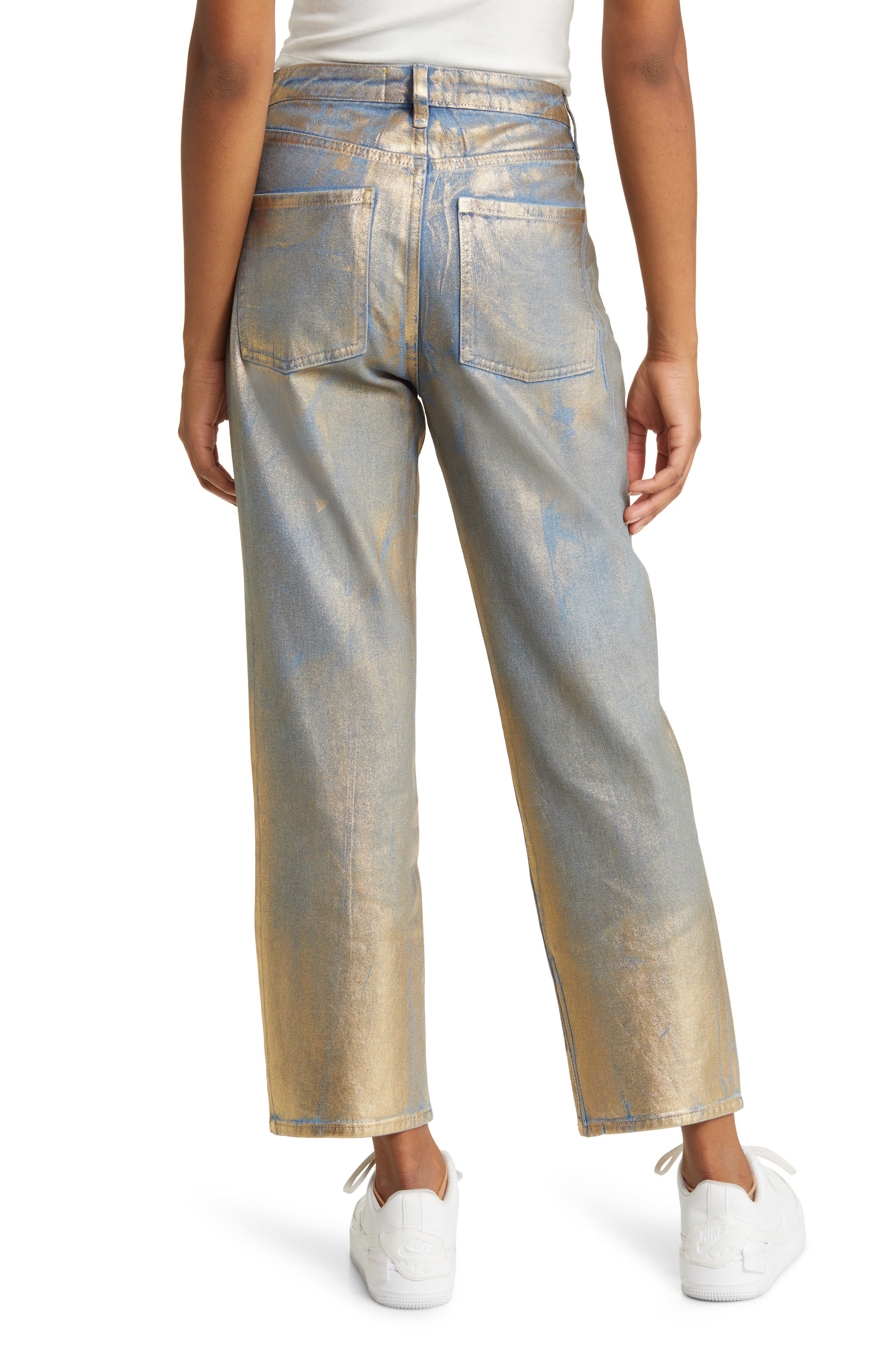 Metallic High Waist Straight Leg Jeans - image 2