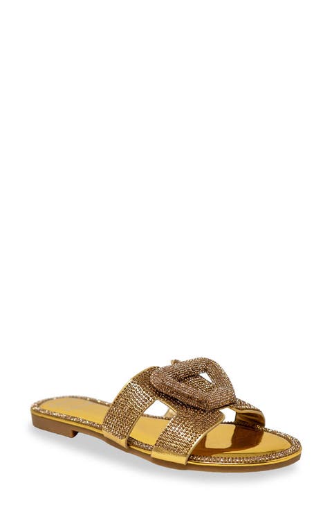 Rhinestone Embellished Slide Sandal (Women)