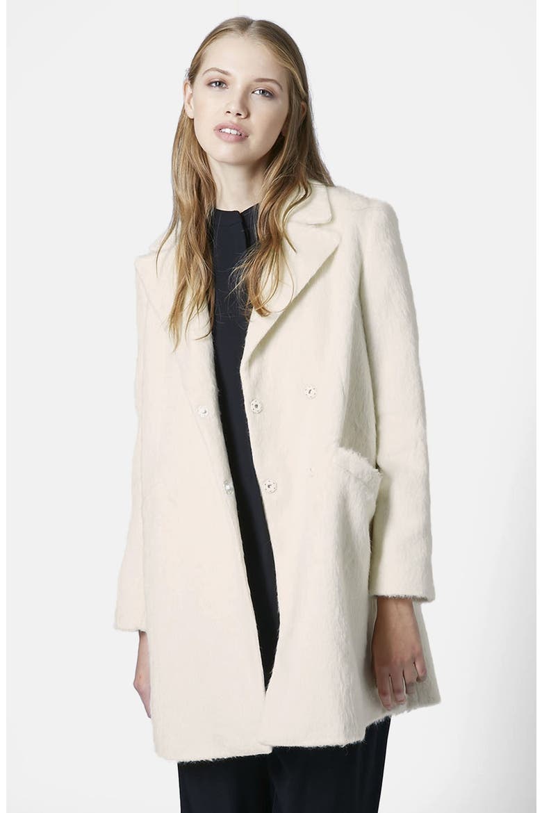 'Molly' Double Breasted Swing Coat, Main, color, WHITE