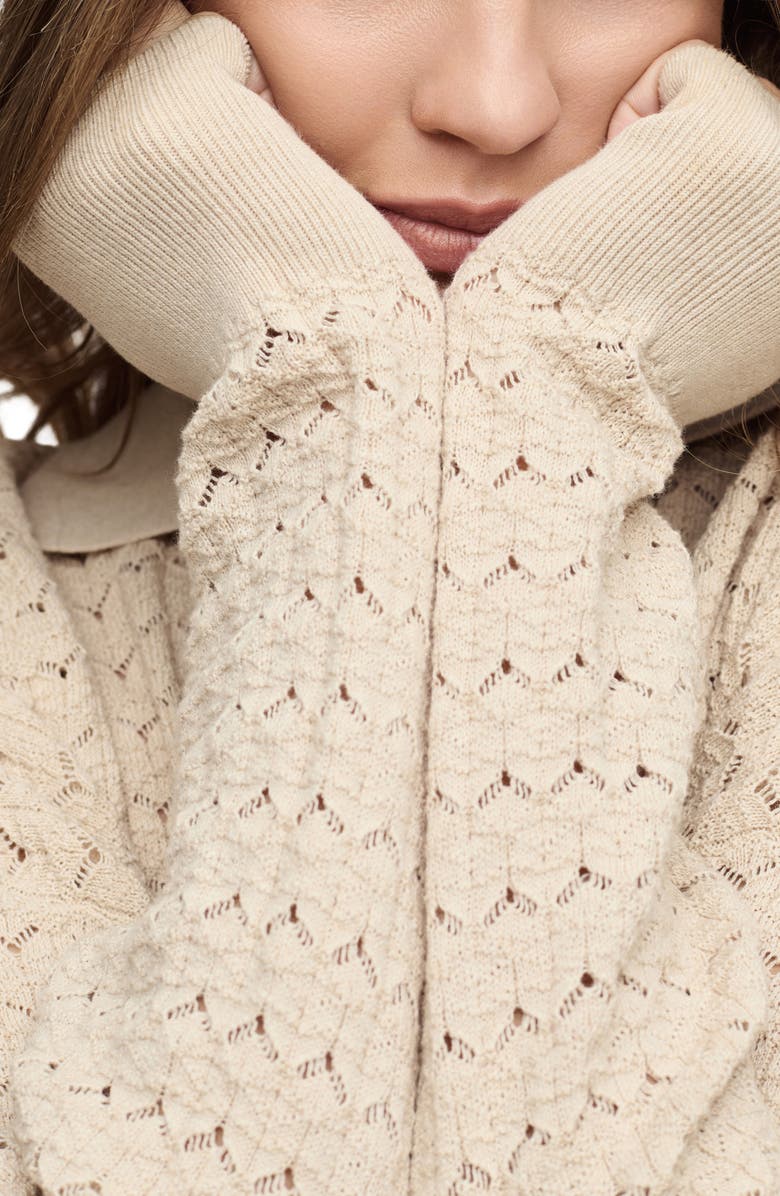 Barefoot Dreams<sup>®</sup> Heathered Cotton Tulip Pointelle Collared Pullover, Alternate, color, Stone