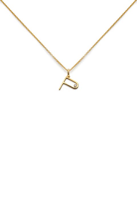 Alphabet Lab Grown Diamond Solitaire Initial Pendant Necklace