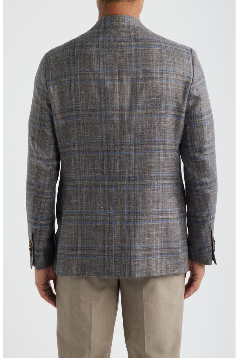 Midland Contemporary Fit Brown Windowpane Check Slub Wool Blend Sport Coat, Alternate, color, BROWN