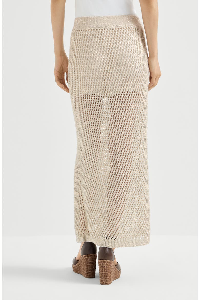 Dazzling texture net knit skirt in hemp, Alternate, color, Sand