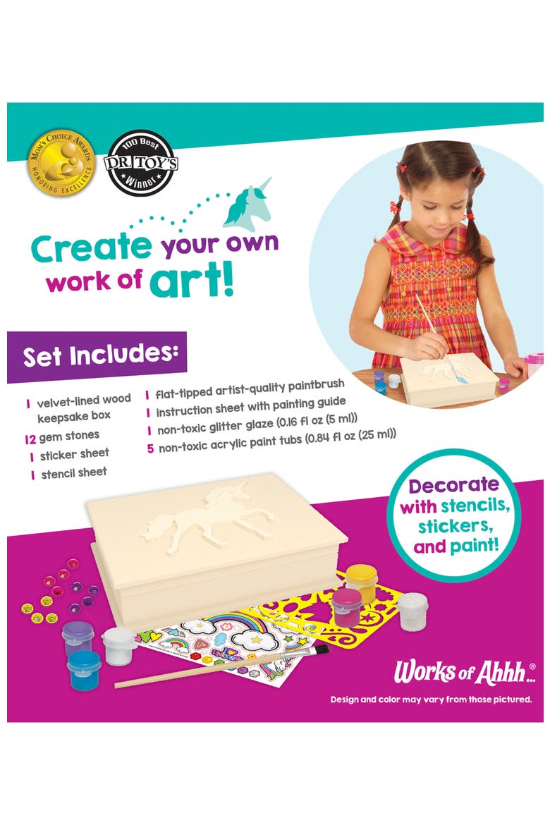 Unicorn Keepsake Box Wood Craft Kit, Alternate, color, Multicolor