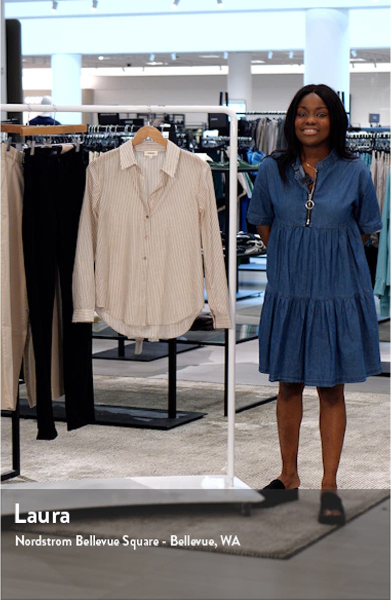 Laurent Metallic Stripe Button-Up Shirt, sales video thumbnail