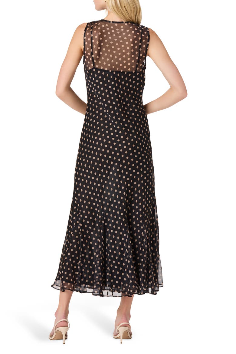 Donabelle Polkadot Cowl Neck Midi Dress, Alternate, color, BLACK POLKADOT
