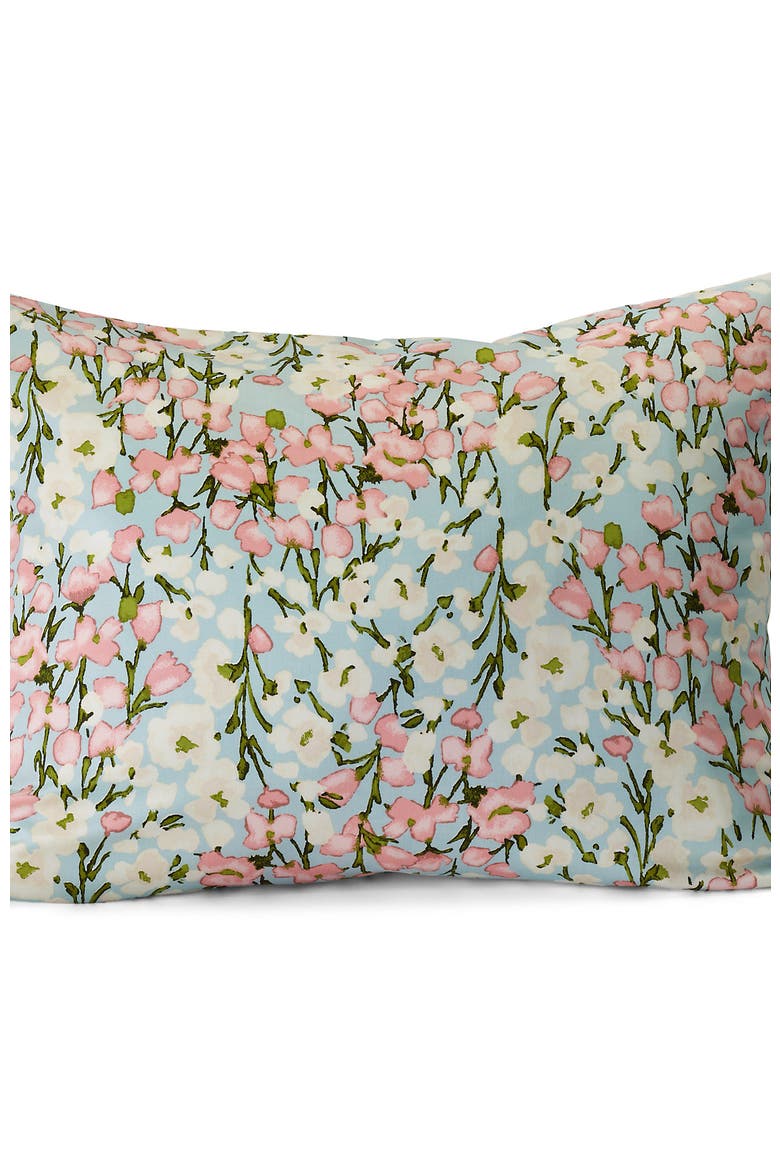 700 Thread Count Luxe Sateen Egyptian Cotton No Iron Bed Pillow Sham, Alternate, color, Aqua Breeze Floral