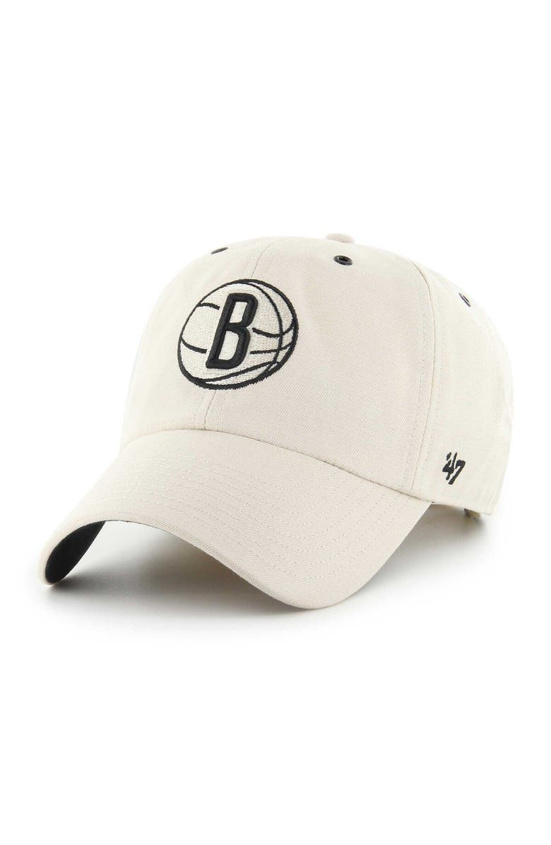 '47 Men's '47 Cream Brooklyn Nets Lunar Clean Up Adjustable Hat, Main, color,