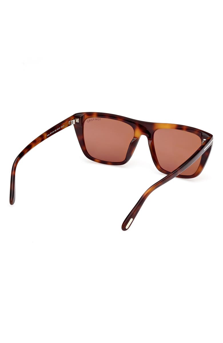 TOM FORD Aslan 56mm Rectangular Sunglasses, Alternate, color, Classic Havana / T Logo
