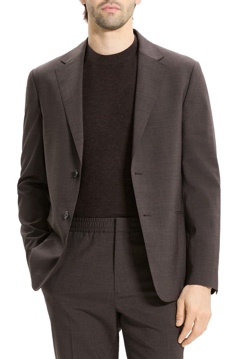 Theory Clinton Travel Motion Wool Blend Blazer, Main, color, Brownwood Melange
