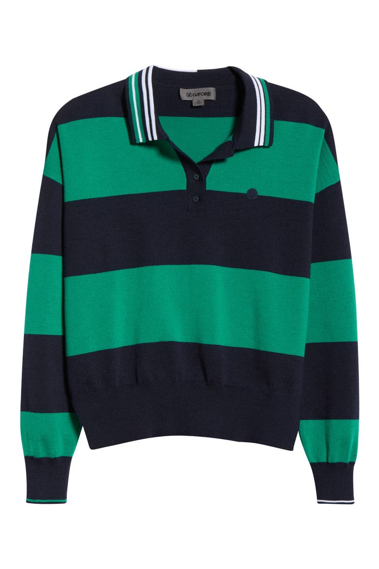 Stripe Merino Wool Rugby Golf Sweater, Alternate, color, TWILIGHT / DARK CLOVER