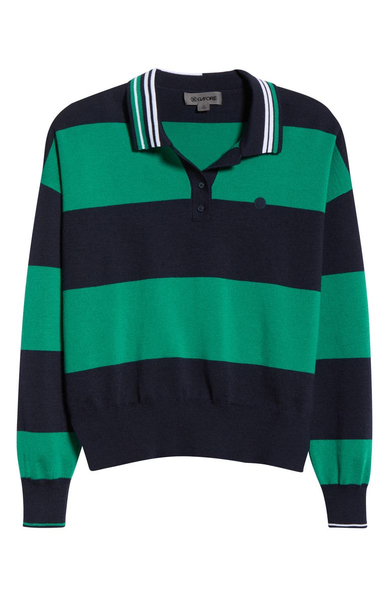 G/FORE Stripe Merino Wool Rugby Sweater, Alternate, color, Twilight / Dark Clover