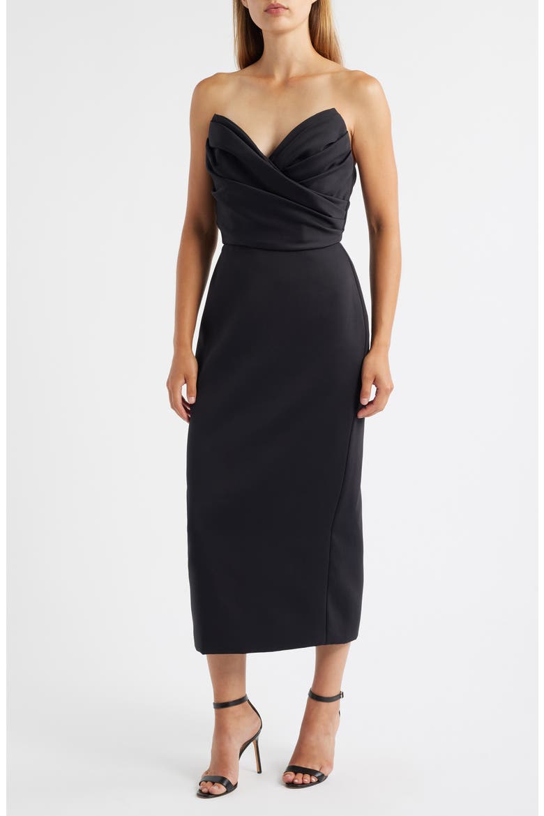 Strapless Crepe Dress, Main, color, BLACK