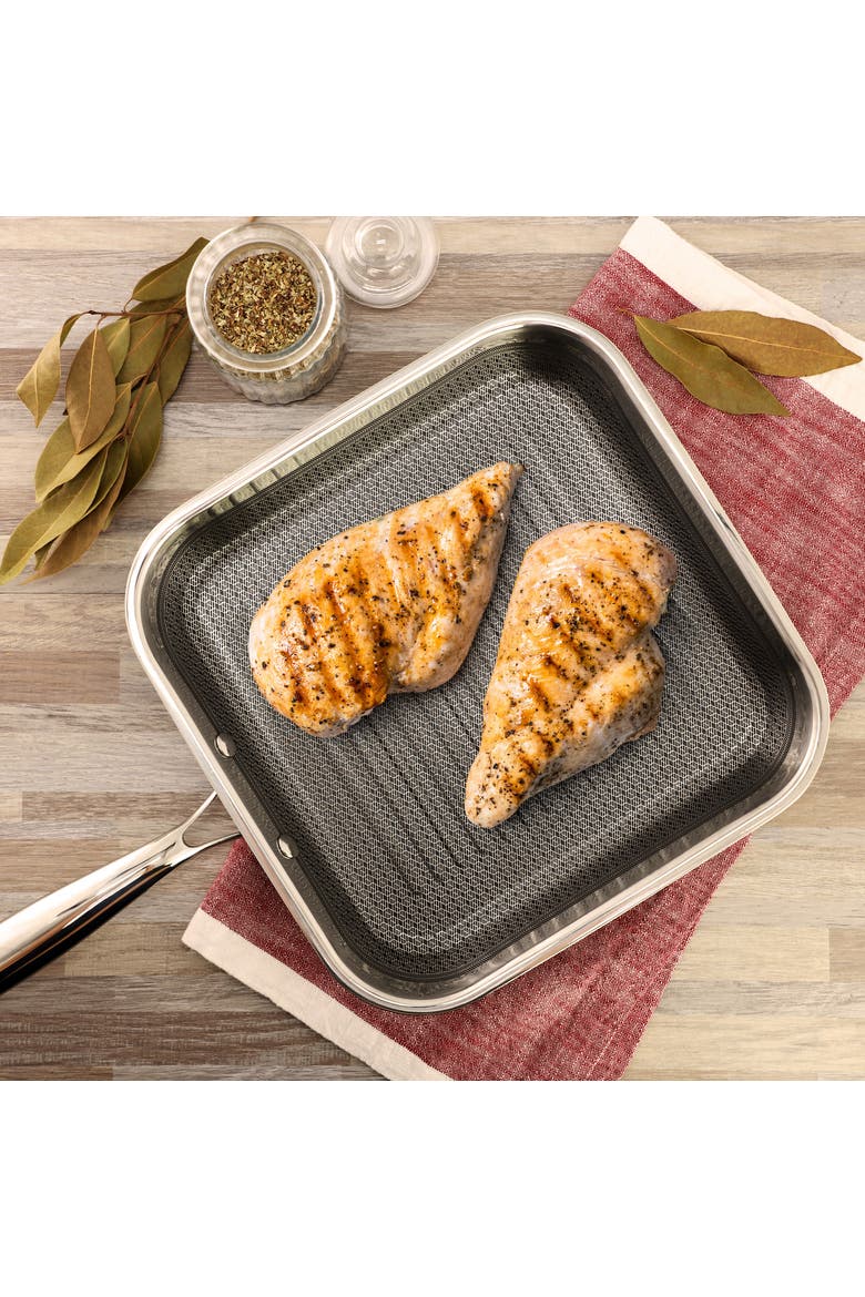 11in Hybrid Nonstick Square Grill Pan in Silver, Alternate, color, Silver