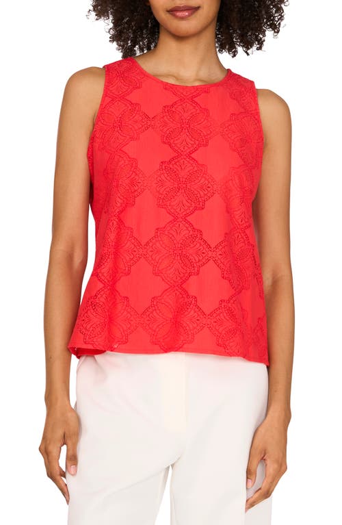 VINCE CAMUTO VINCE CAMUTO LACE COTTON BLEND KEYHOLE TANK 