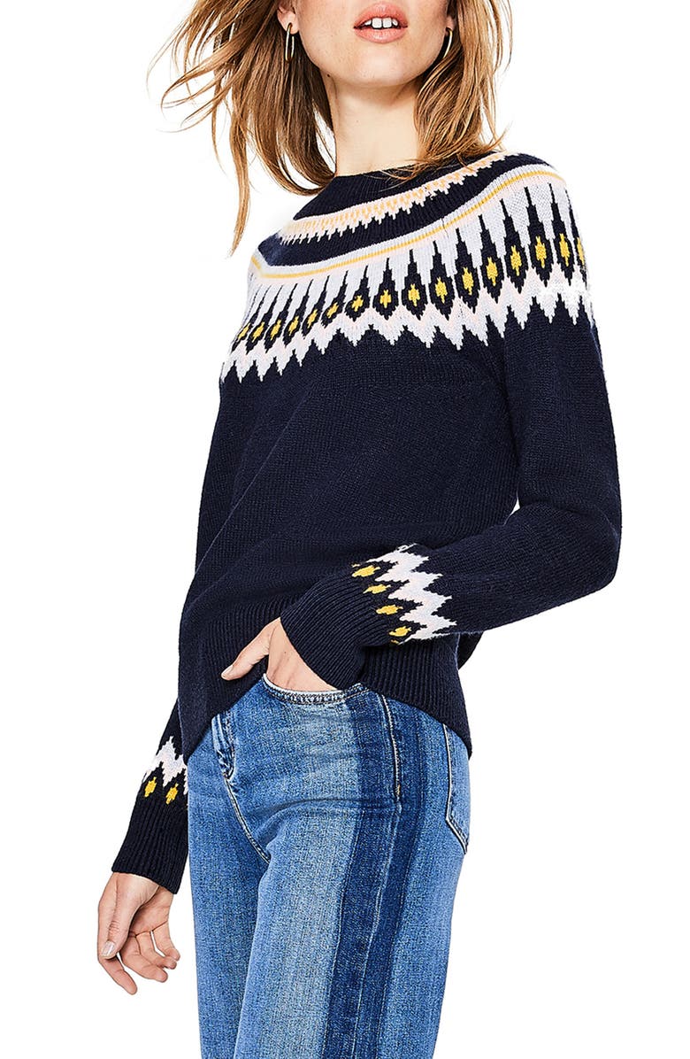 Boden Wool Cotton Alpaca Fair Isle Sweater, Alternate, color, 