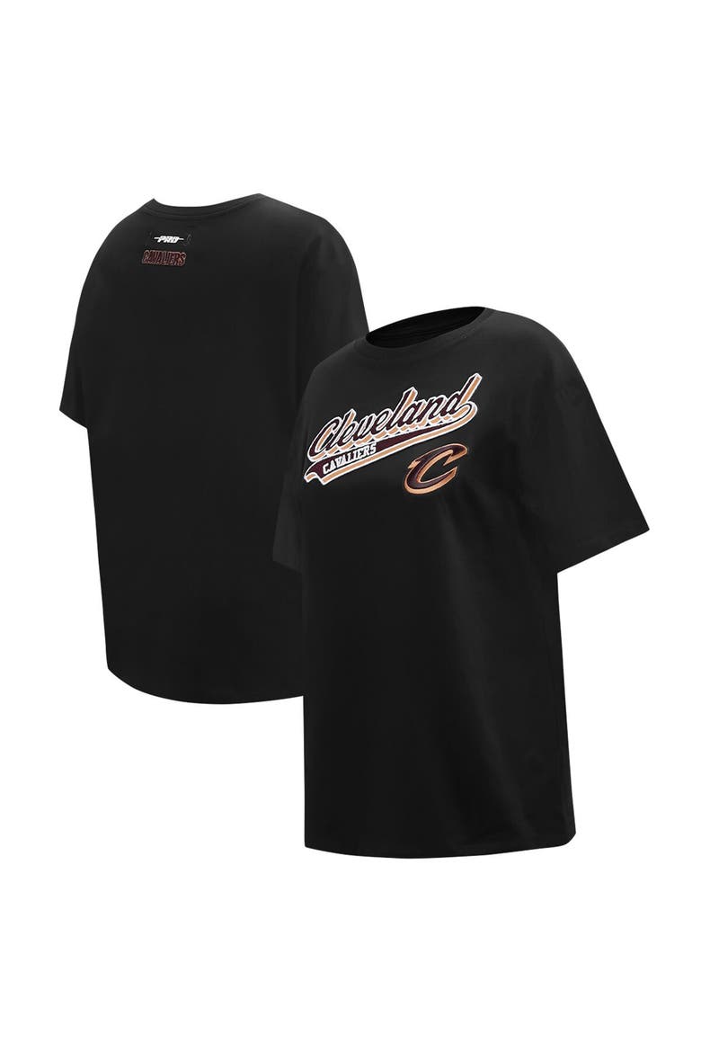 Women's Pro Standard Black Cleveland Cavaliers Script Boyfriend T-Shirt, Main, color, Black