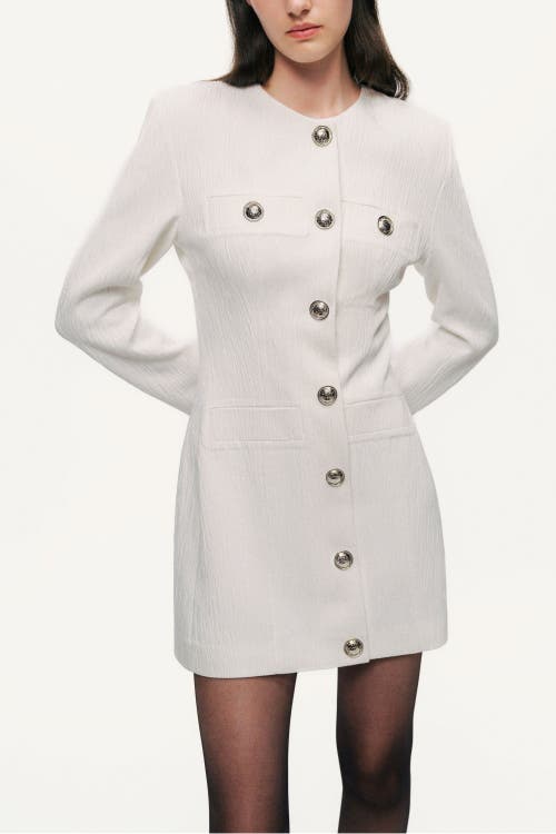 Nocturne Padded Shoulder Mini Dress In White