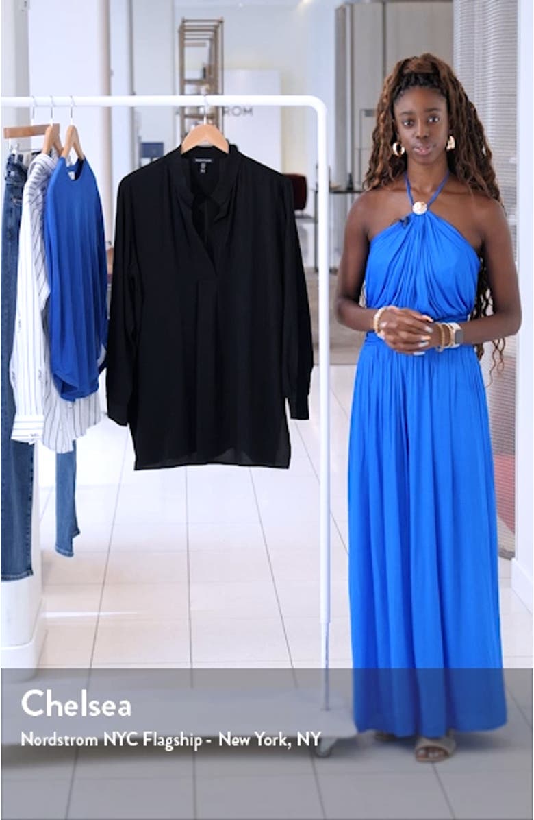 Split Stand Collar Silk Tunic, sales video thumbnail