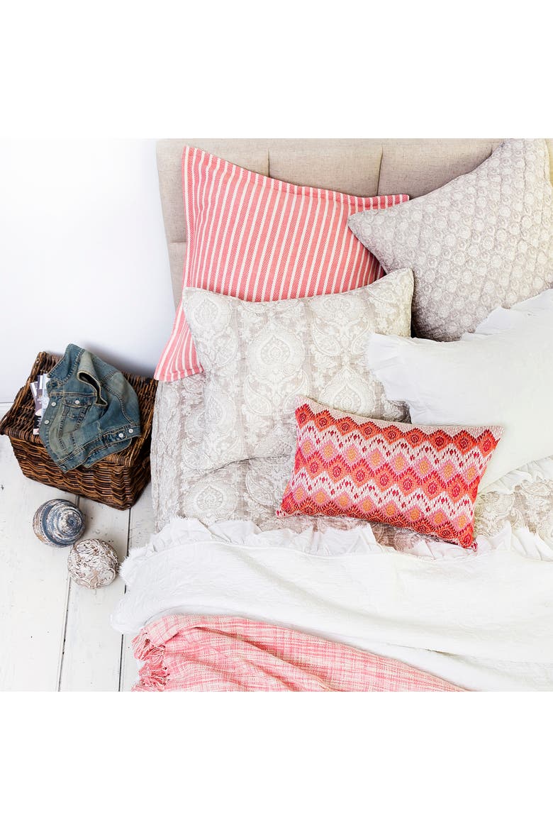 Darla Woven Geometric Diamond Cotton Decorative Throw Pillow, 14" x 22", Alternate, color, Red