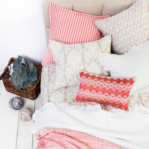 Carol & Frank Darla Woven Geometric Diamond Cotton Decorative Throw Pillow, 14" X 22" In Multi