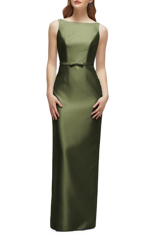 Alfred Sung Sleeveless Satin Twill Column Gown In Green