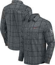 Darius Rucker Collection by Fanatics Men's Darius Rucker Collection by Fanatics Gray New York Mets Thin Wale Corduroy Plaid Button Up Shirt