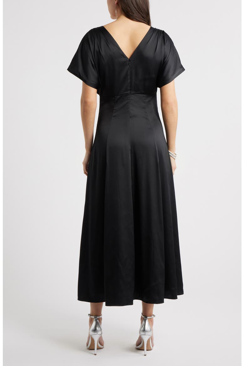 Seamed Stretch Satin Maxi Dress, Alternate, color, BLACK