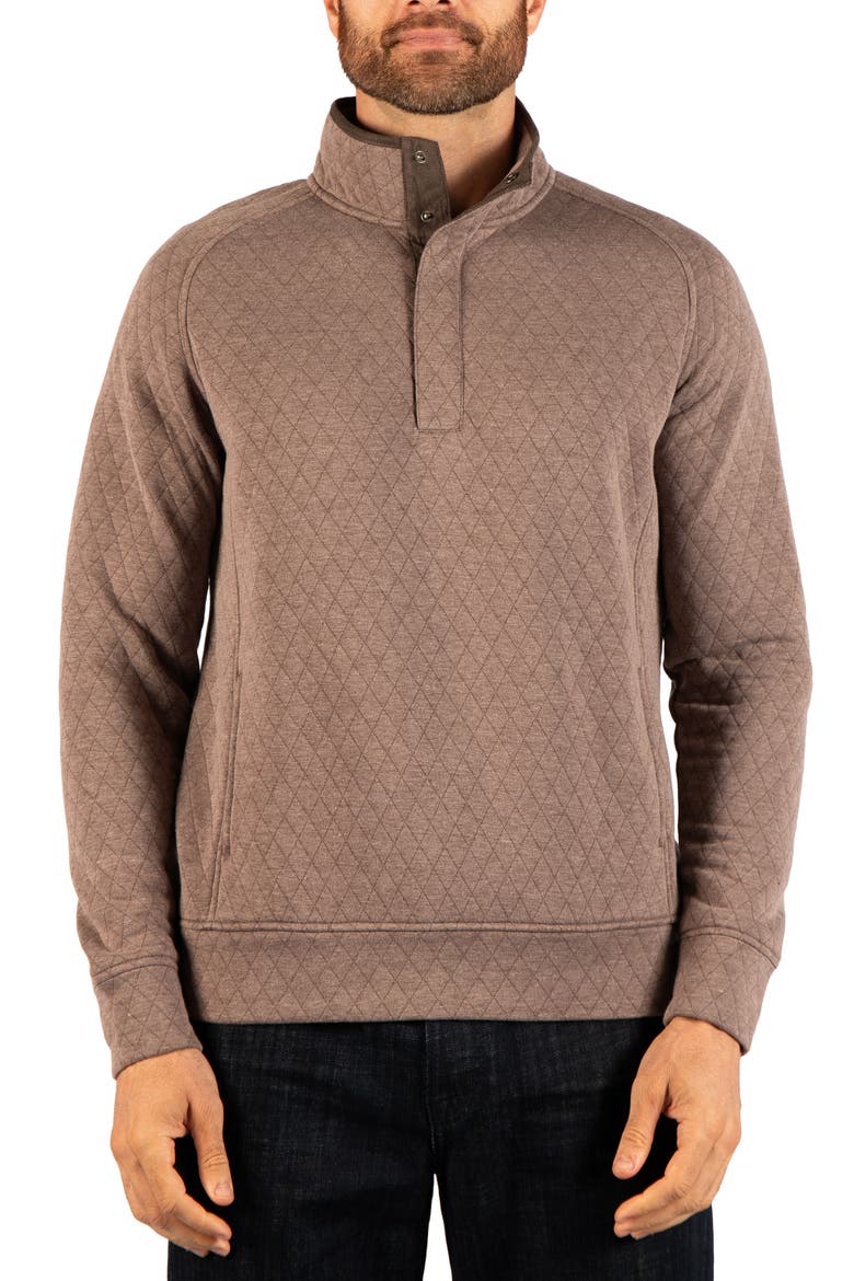Quilted Snap Pullover, Main, color, BROWN