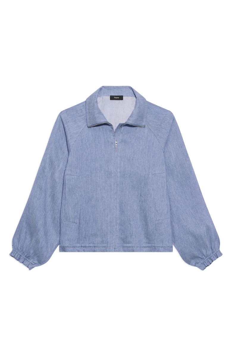 Theory Drawstring Hem Linen Blend Jacket, Alternate, color, Light Denim