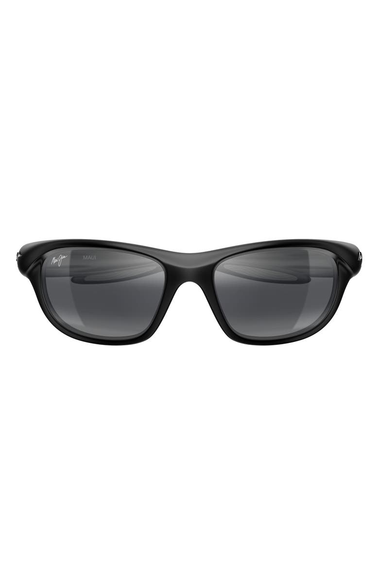 Maui Jim Makamae 62mm PolarizedPlus2<sup>®</sup> Oval Sunglasses, Main, color, Black