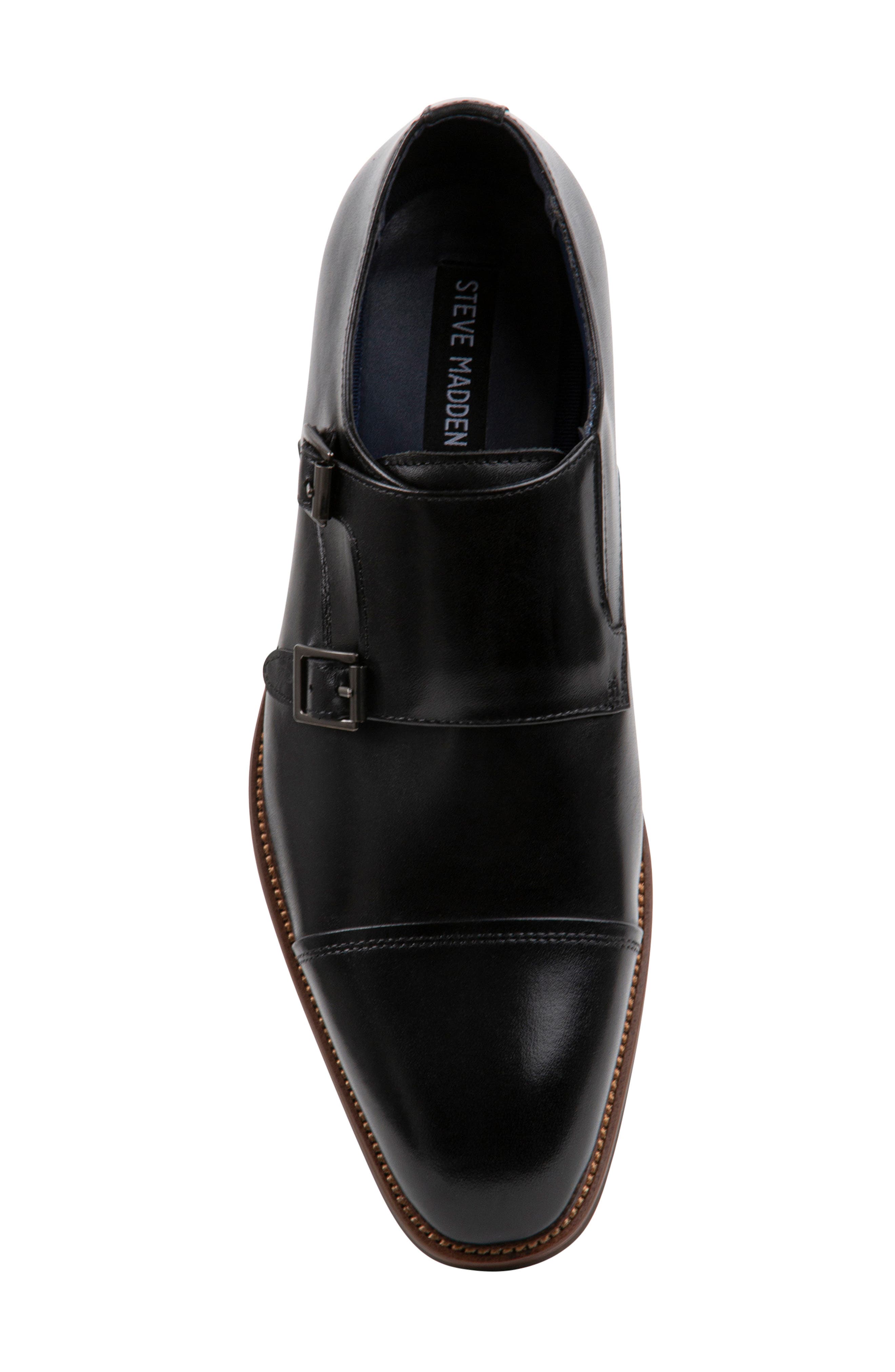 Steve Madden Teon Double Monk Strap Shoe, Alternate, color, Black Leat