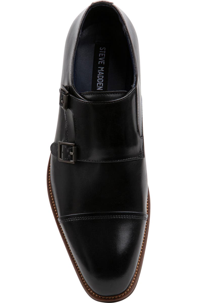 Steve Madden Teon Double Monk Strap Shoe, Alternate, color, Black Leat