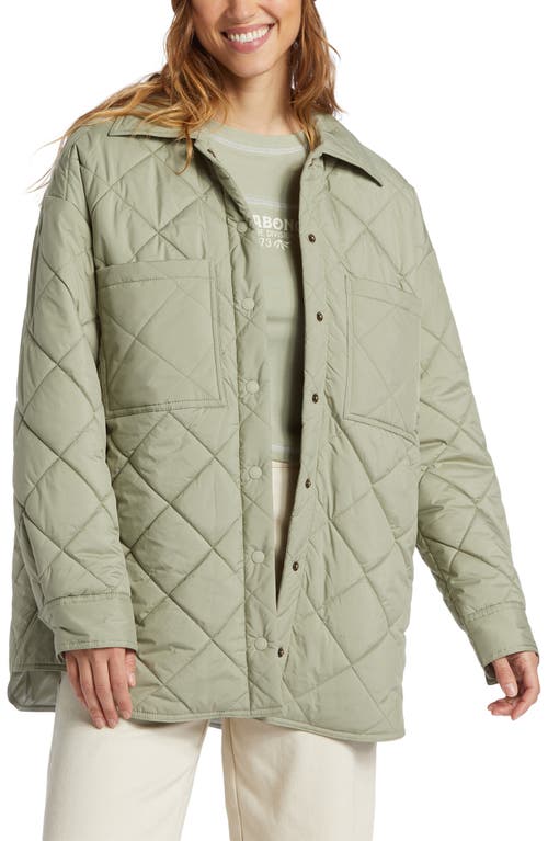 Billabong Transport Water Resistant Snap-Up Shacket in Seagrass 