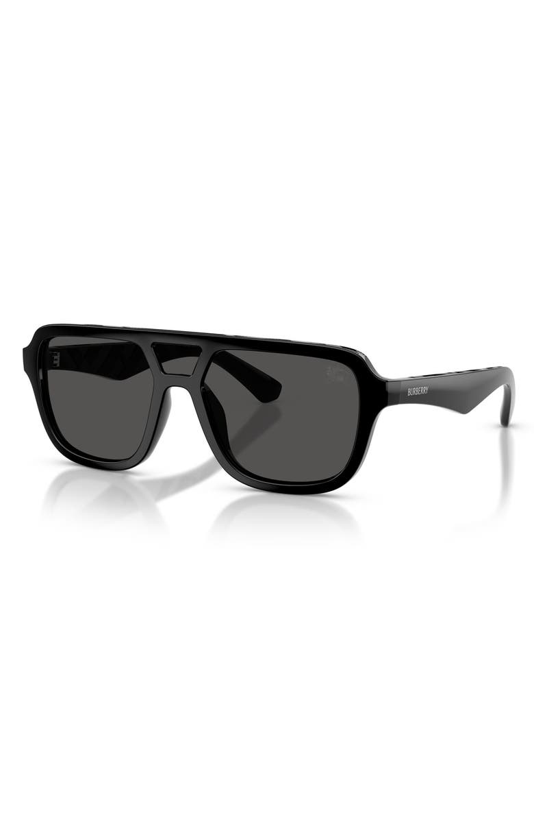 Burberry 128mm Pilot Sunglasses, Alternate, color, Black / Dark Grey